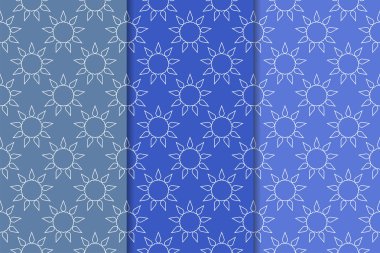 Mavi geometrik süsler. Web, Tekstil ve duvar kağıtları için dikey Dikişsiz desen seti