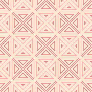 Kırmızı ve bej geometrik süsleme. Web, Tekstil ve duvar kağıtları için seamless modeli