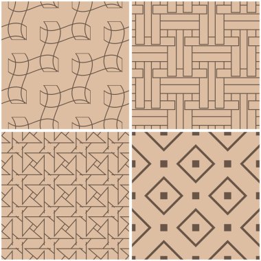Geometrik desenler. Sorunsuz arka plan bej, kahverengi kümesi. Vektör çizim