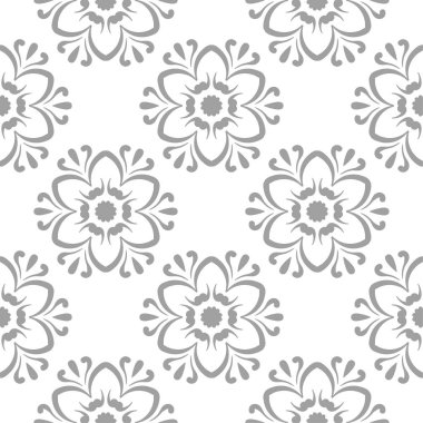 Beyaz arka plan üzerine açık gri çiçek tasarım. Tekstil ve duvar kağıtları için seamless modeli