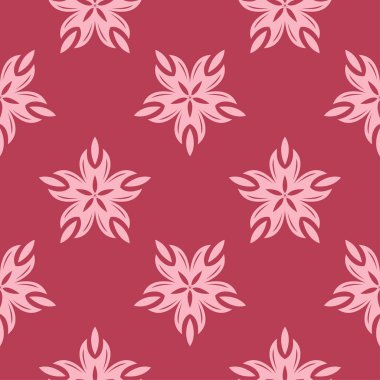 Kırmızı zemin üzerine çiçek süsleme. Tekstil ve duvar kağıtları için seamless modeli