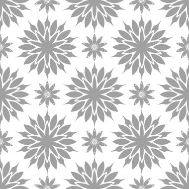Beyaz ışık gri çiçek süsleme. Tekstil ve duvar kağıtları için seamless modeli