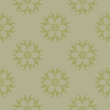 Zeytin yeşili ve gri çiçek süsleme. Tekstil ve duvar kağıtları için seamless modeli