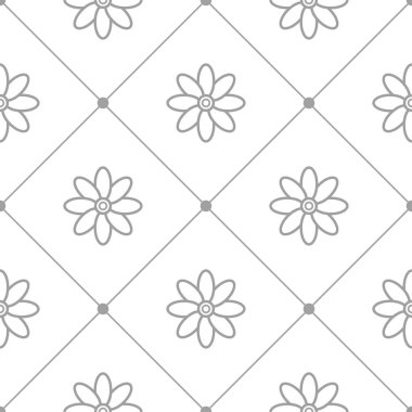 Beyaz arka plan üzerine açık gri çiçek süsleme. Tekstil ve duvar kağıtları için seamless modeli