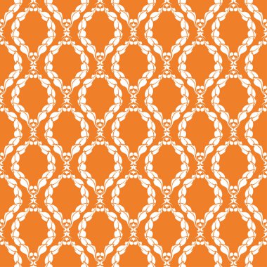Turuncu zemin üzerine beyaz çiçek tasarım. Tekstil ve duvar kağıtları için seamless modeli