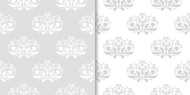 Işık gri çiçek arka planlar. Tekstil ve duvar kağıtları için dikişsiz desen seti