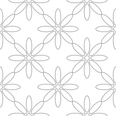 Beyaz arka plan üzerine açık gri çiçek süsleme. Tekstil ve duvar kağıtları için seamless modeli