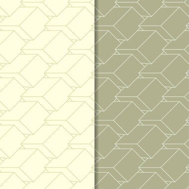 Web, Tekstil ve duvar kağıtları için dikişsiz desen zeytin yeşili geometrik ayarla