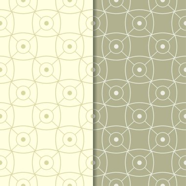 Zeytin yeşili geometrik süsler. Web, Tekstil ve duvar kağıtları için dikişsiz desen seti