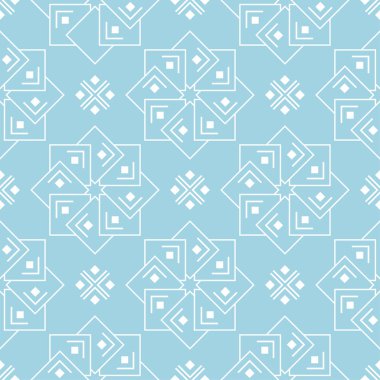 Mavi zemin üzerine beyaz çiçek süsleme. Tekstil ve duvar kağıtları için seamless modeli