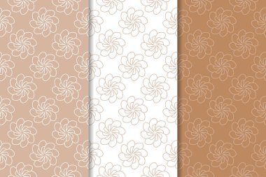 Kahverengi çiçek arka planlar. Tekstil ve duvar kağıtları için dikişsiz desen seti