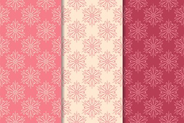 Kırmızı çiçekli süsler kümesi. Kiraz pembe dikey Dikişsiz desen. Duvar kağıdı arka plan