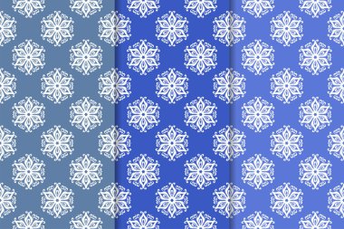 Mavi çiçekli süsler. Dikey Dikişsiz desen seti. Duvar kağıdı arka plan