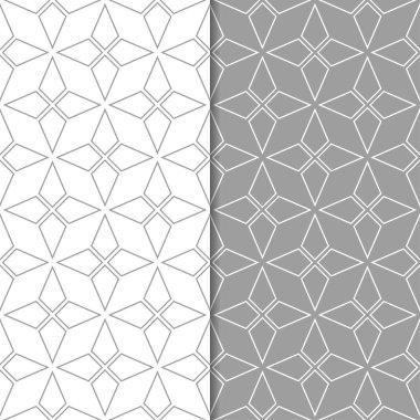 Geometrik süsler kümesi. Gri ve beyaz Dikişsiz desen web, Tekstil ve duvar kağıtları için