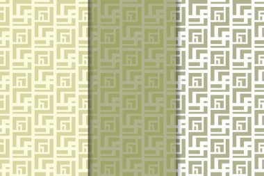 Geometrik süsler kümesi. Zeytin yeşili ve beyaz Dikişsiz desen web, Tekstil ve duvar kağıtları için