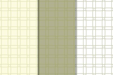 Zeytin yeşili ve beyaz geometrik süsler. Web, Tekstil ve duvar kağıtları için dikey Dikişsiz desen seti