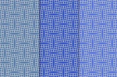 Mavi geometrik süsler. Web, Tekstil ve duvar kağıtları için dikey Dikişsiz desen seti
