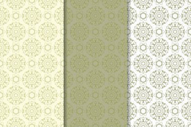 Zeytin yeşili çiçek sorunsuz süsler. Tekstil ve duvar kağıtları için dikey desenleri