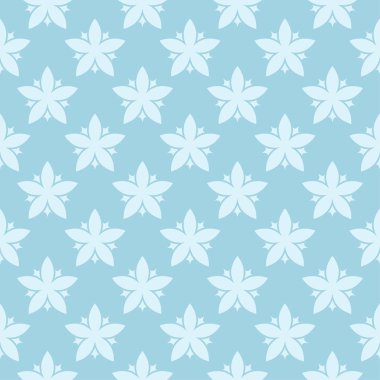 Mavi zemin üzerine beyaz çiçek desenli. Tekstil ve duvar kağıtları için sorunsuz süsleme