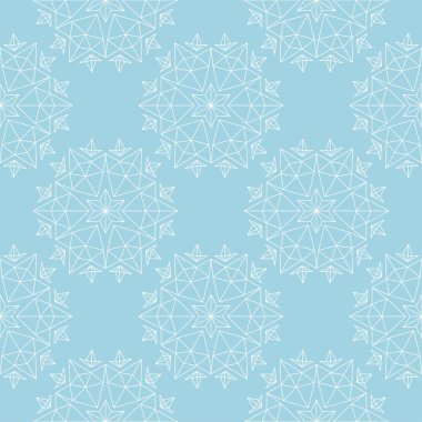 Mavi zemin üzerine beyaz çiçek süsleme. Tekstil ve duvar kağıtları için seamless modeli