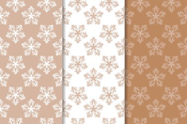 Kahverengi çiçek süsler. Tekstil ve duvar kağıtları için dikey Dikişsiz desen seti