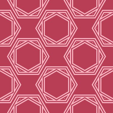 Kırmızı ve soluk pembe geometrik süsleme. Web, Tekstil ve duvar kağıtları için seamless modeli