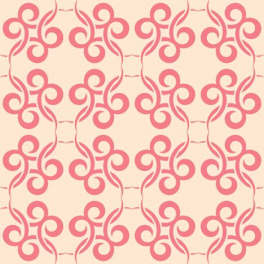 Bej renkli arka plan üzerinde kırmızı çiçekli süs. Tekstil ve duvar kağıtları için seamless modeli