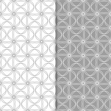 Gri ve beyaz geometrik süsler. Web, Tekstil ve duvar kağıtları için dikişsiz desen seti