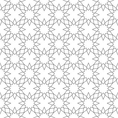 Geometrik süsleme. Siyah üzerine beyaz seamless modeli web, Tekstil ve duvar kağıtları için