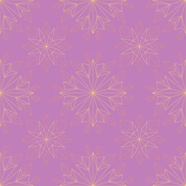 Menekşe çiçek sorunsuz arka plan. Duvar kağıtları, Tekstil ve kumaş için pembe ve sarı parlak desen