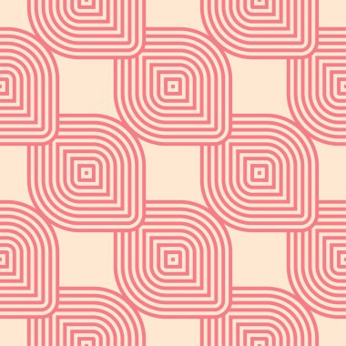 Kırmızı ve bej geometrik süsleme. Web, Tekstil ve duvar kağıtları için seamless modeli