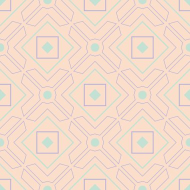 Kesintisiz geometrik bej arka plan mavi ve mor desenli. Duvar kağıtları, Tekstil ve kumaş için