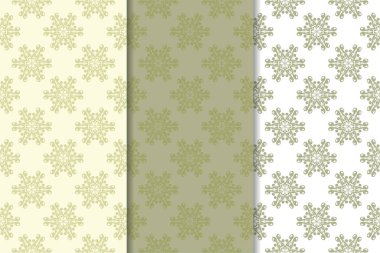 Zeytin yeşili çiçek arka planlar. Tekstil ve duvar kağıtları için dikişsiz desen seti