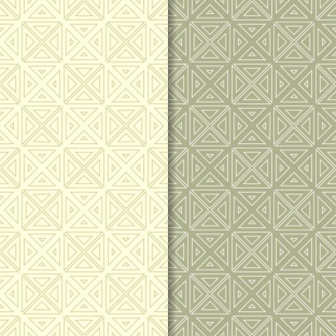 Zeytin yeşili geometrik süsler. Web, Tekstil ve duvar kağıtları için dikişsiz desen seti