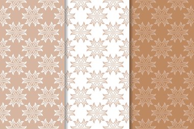 Kahverengi çiçek süsler. Tekstil ve duvar kağıtları için dikey Dikişsiz desen seti