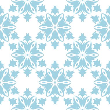 Beyaz zemin üzerine mavi çiçek tasarım. Tekstil ve duvar kağıtları için seamless modeli