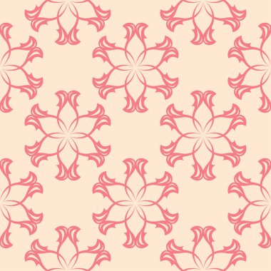 Bej renkli arka plan üzerinde kırmızı çiçek tasarım. Tekstil ve duvar kağıtları için seamless modeli