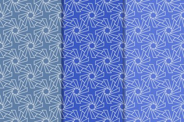 Web, Tekstil ve duvar kağıtları için geometrik Dikişsiz desen mavi seti