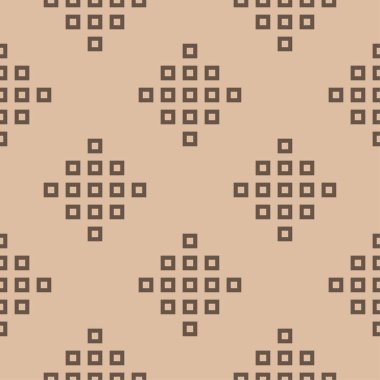 Bej ve kahverengi geometrik süsleme. Web, Tekstil ve duvar kağıtları için seamless modeli