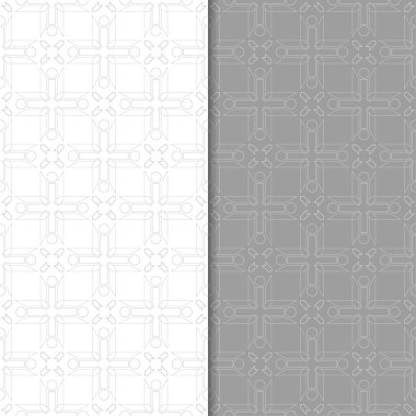 Gri ve beyaz geometrik süsler. Web, Tekstil ve duvar kağıtları için dikişsiz desen seti