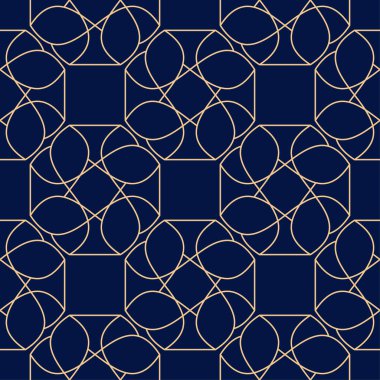 Altın mavi geometrik süsleme. Web, Tekstil ve duvar kağıtları için seamless modeli