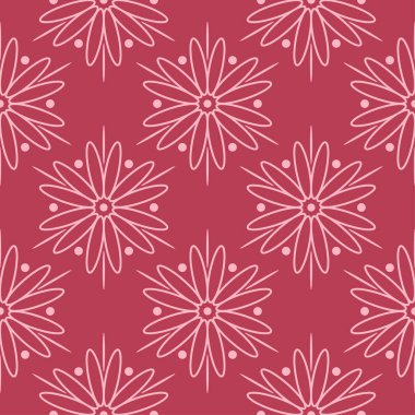 Kırmızı zemin üzerine çiçek süsleme. Tekstil ve duvar kağıtları için seamless modeli