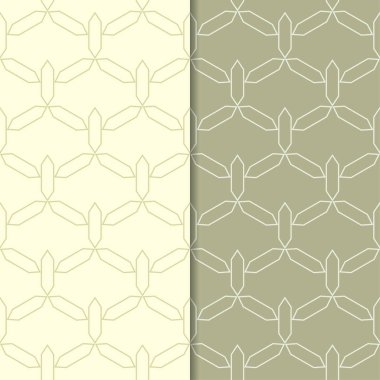 Zeytin yeşili geometrik süsler. Web, Tekstil ve duvar kağıtları için dikişsiz desen seti