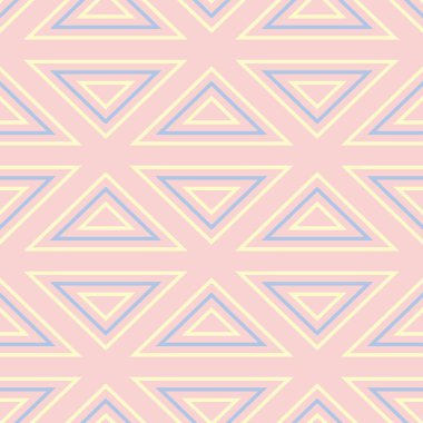 Geometrik seamless modeli. Soluk pembe arka plan duvar kağıtları, Tekstil ve kumaş için mavi ve bej elemanları ile