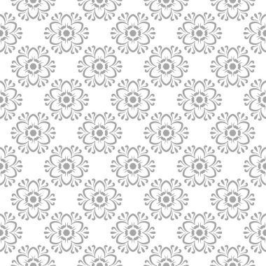 Beyaz arka plan üzerine açık gri çiçek tasarım. Tekstil ve duvar kağıtları için seamless modeli