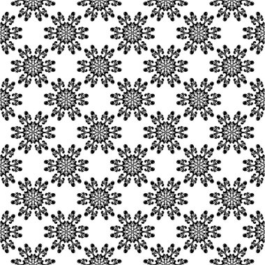 Beyaz arka planda siyah çiçek süsleme. Tekstil ve duvar kağıtları için seamless modeli