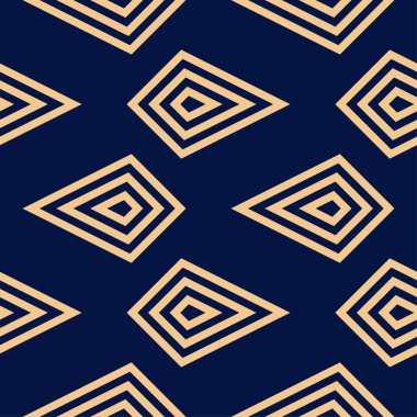Koyu mavi zemin üzerine altın geometrik yazdır. Web, Tekstil ve duvar kağıtları için seamless modeli