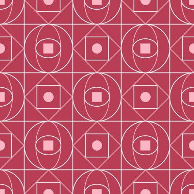 Geometrik arka plan. Kırmızı ve bej Dikişsiz desen duvar kağıtları, Tekstil ve kumaş için