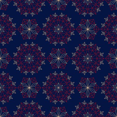 Çiçek seamless modeli. Duvar kağıtları, Tekstil ve kumaş için renkli kırmızı ve mavi arka plan