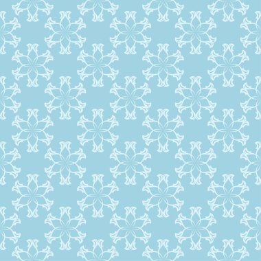 Mavi zemin üzerine beyaz çiçek tasarım. Tekstil ve duvar kağıtları için sorunsuz süsleme